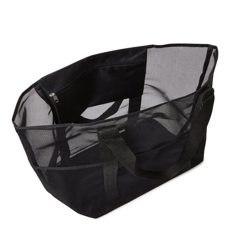 Women's Mesh Beach Tote Bag, 2-Pack Palm Mint Chip / Black