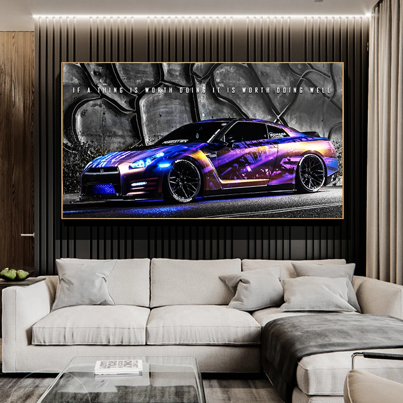 

Purple Sports Car Posters Wall Art Canvas Decorations for Home Home Decore Interior Decoration for Home Canvas Painting