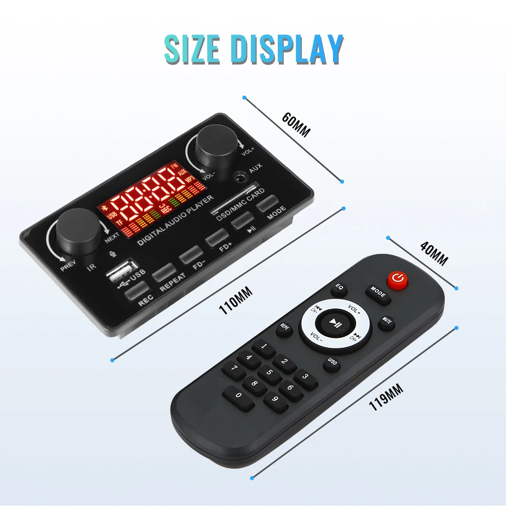 DC 7-25 в 2*40 Вт усилитель Bluetooth MP3 декодер плата 12 FM радио DIY модуль поддерживает TF