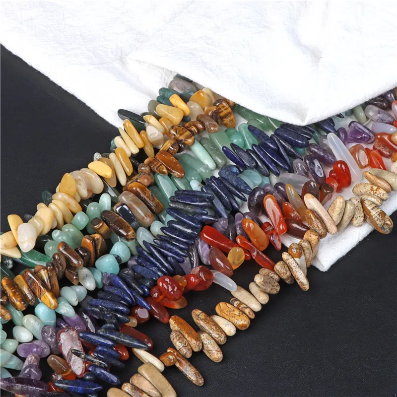 

100G/Lot Natural Long Teeth Stone Bead Lapis Lazuli Sodalite Chip Beads 10-24mm Point Stick Beads for DIY Pendants Earrings