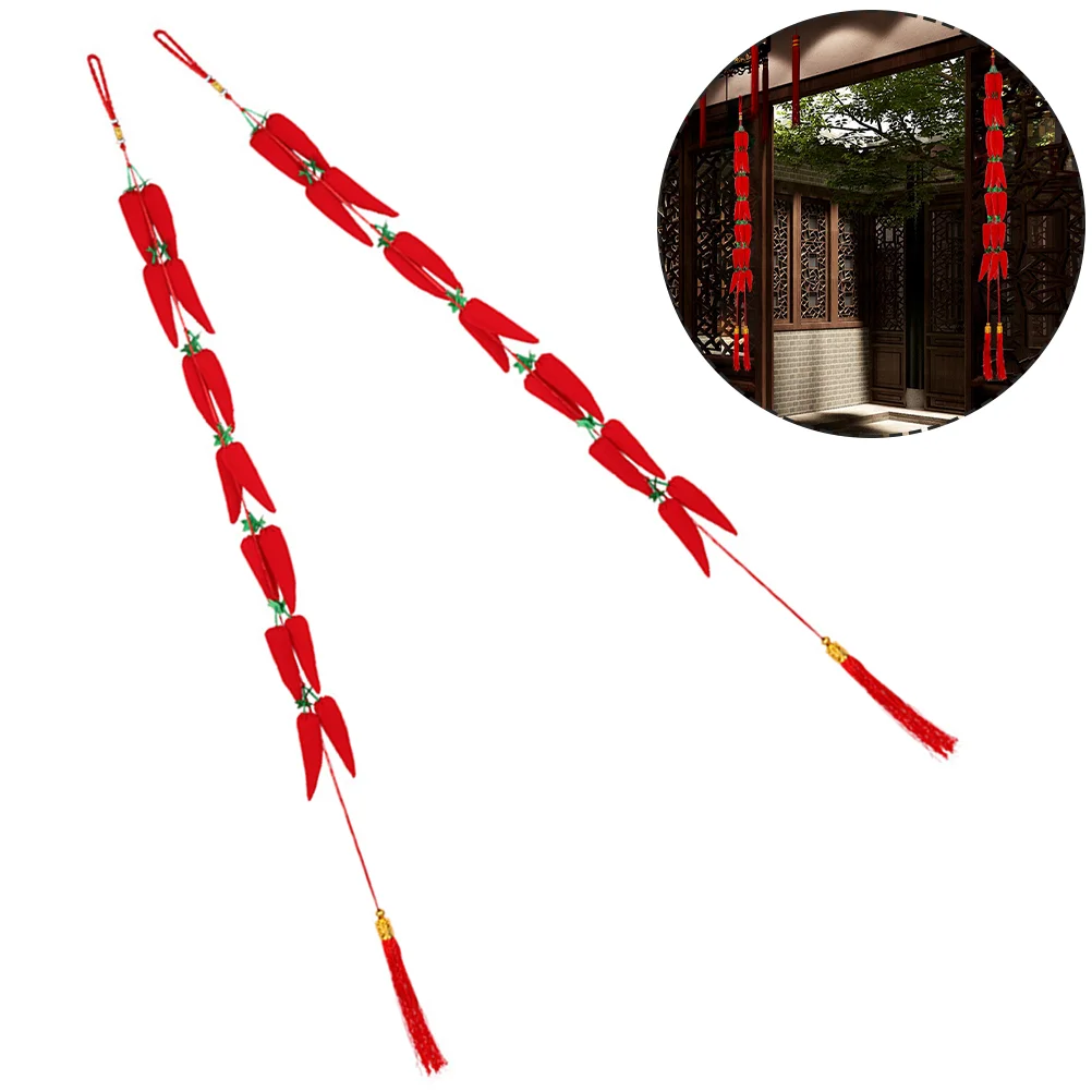 

Hanging Pepper Artificial Chili New Year Fake Decor Vegetable Pendant Chinese Pendants Strings Festival Prop Booth Photography