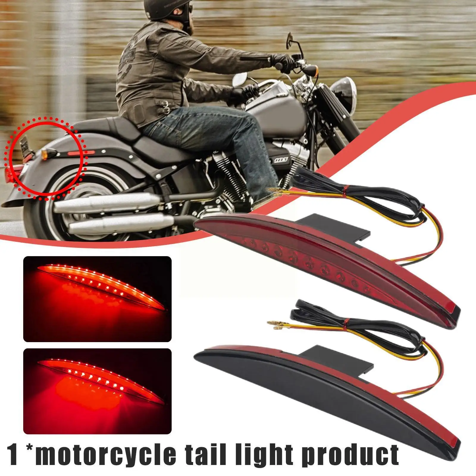 

Rear Fender Tip LED Brake Light Lamp Suitable for Harley Rear Lights FXSB 2013 -2019 Motorcycle Accessories Rear Fender Tip C1Z5