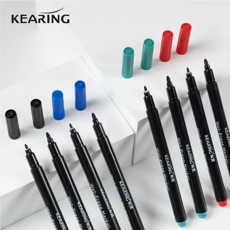 Keairng  Wet Erasable Pen 1mm 2mm Nib Washable DIY Marker to Write on Wine Glass Fabric Paper Metal Plastic PCB Board 12pcs/set