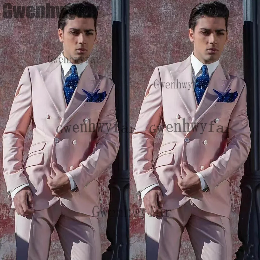 

Gwenhwyfar Fashion Peak Lapel Men's Suit 2 Pieces Groomsmen Wedding Dress Prom Suit Tuxedo Men's Blazer Sets (Blazer+Pants)