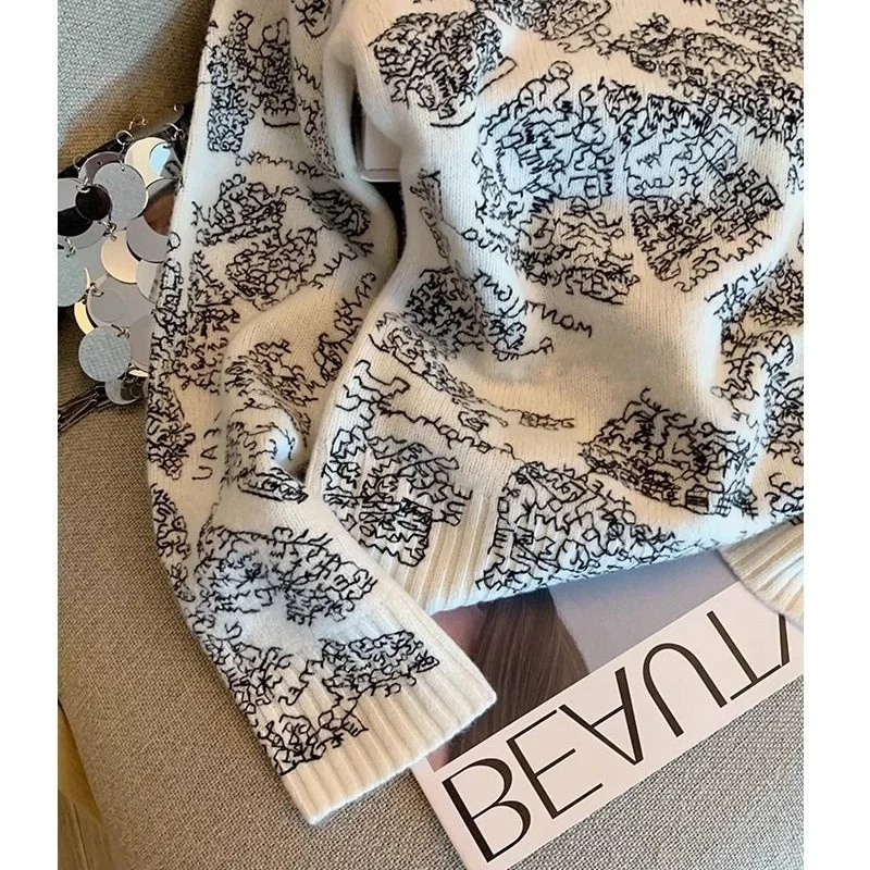 Аутлеты ~ Tail Goods Брендовый дизайн Абстрактный узор Вышивка Свитер Женский осенний