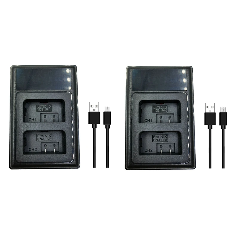 

2X EN-EL25 Charger USB Dual Battery Charger For Nikon Z 50 Z Fc Z50 Zfc Camera Battery Charger Replacement Charger