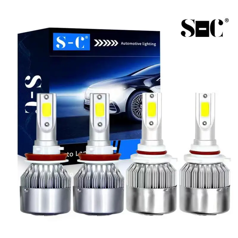 

4x Bulb Kit 144W Combo LED Headlight H11/9005 Car Headlight Bulbs LED Lamp with cob Chips 8000Lm Auto Fog Lights 6000K 12V 24V