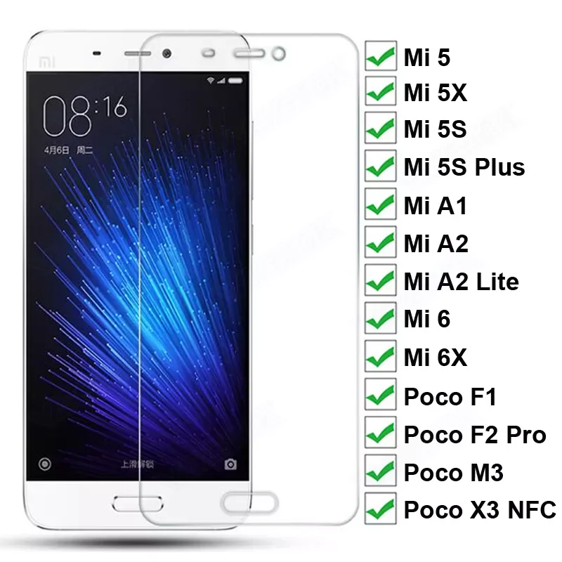 

9H HD Protective Glass For Xiaomi Mi 5 5S Plus 5X 6 6X A1 A2 Lite Tempered Screen Protector F1 F2 Pro M3 X3 NFC Glass Film