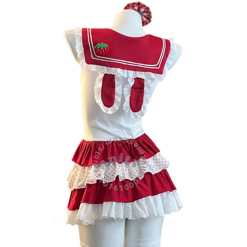 Фото AniLV Аниме Кавайный Костюм Кролика Лолиты, Милое Платье-Торт с Клубникой, Наряд для Косплея №3
