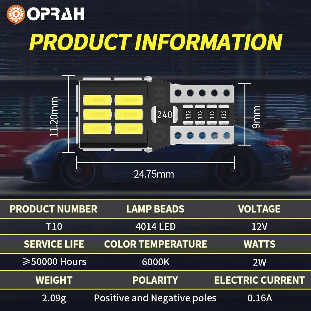 Oprah 2 шт. W16W T15 921 светодиодный фонарь заднего хода Blub Canbus 4014 54SMD резервная лампа для