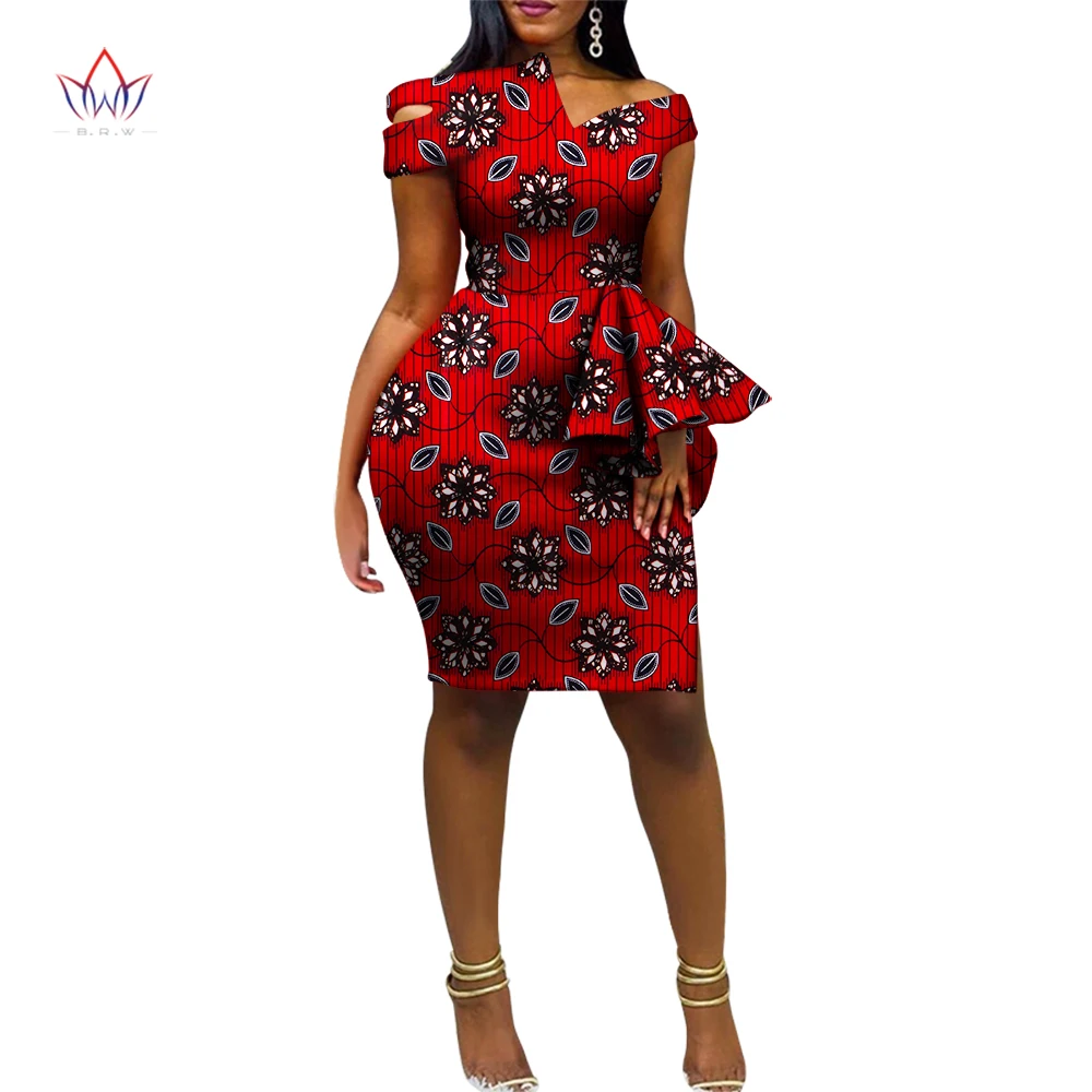 Fashion Dashiki African Dresses for Women Bazin Riche Ankara Print Knee-length Customize Clothing WY5719 | Тематическая одежда и