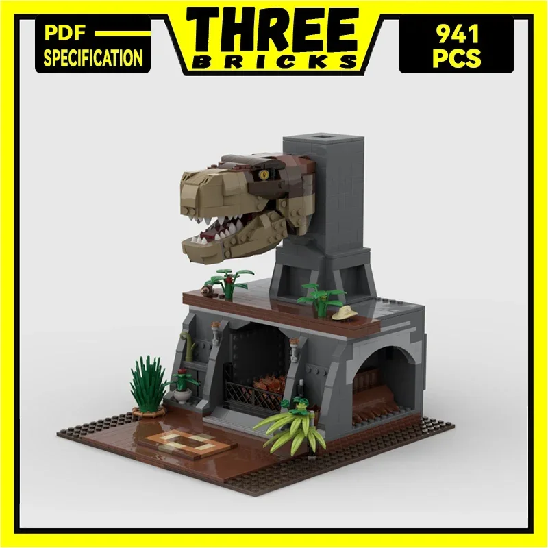 Moc строительные блоки уличная модель пейзажа тираннозавр рекс настенная печь