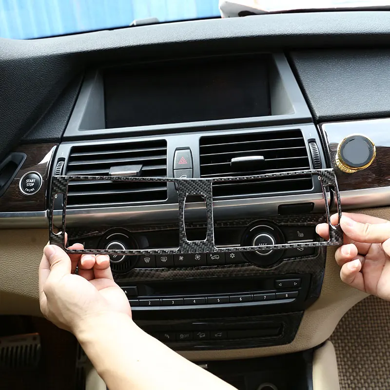 

For BMW X5 E70 X6 E71 08-13 Soft Carbon Fiber Car Center Console Air Conditioning Vent Frame Cover Trim Stickers Car Accessories