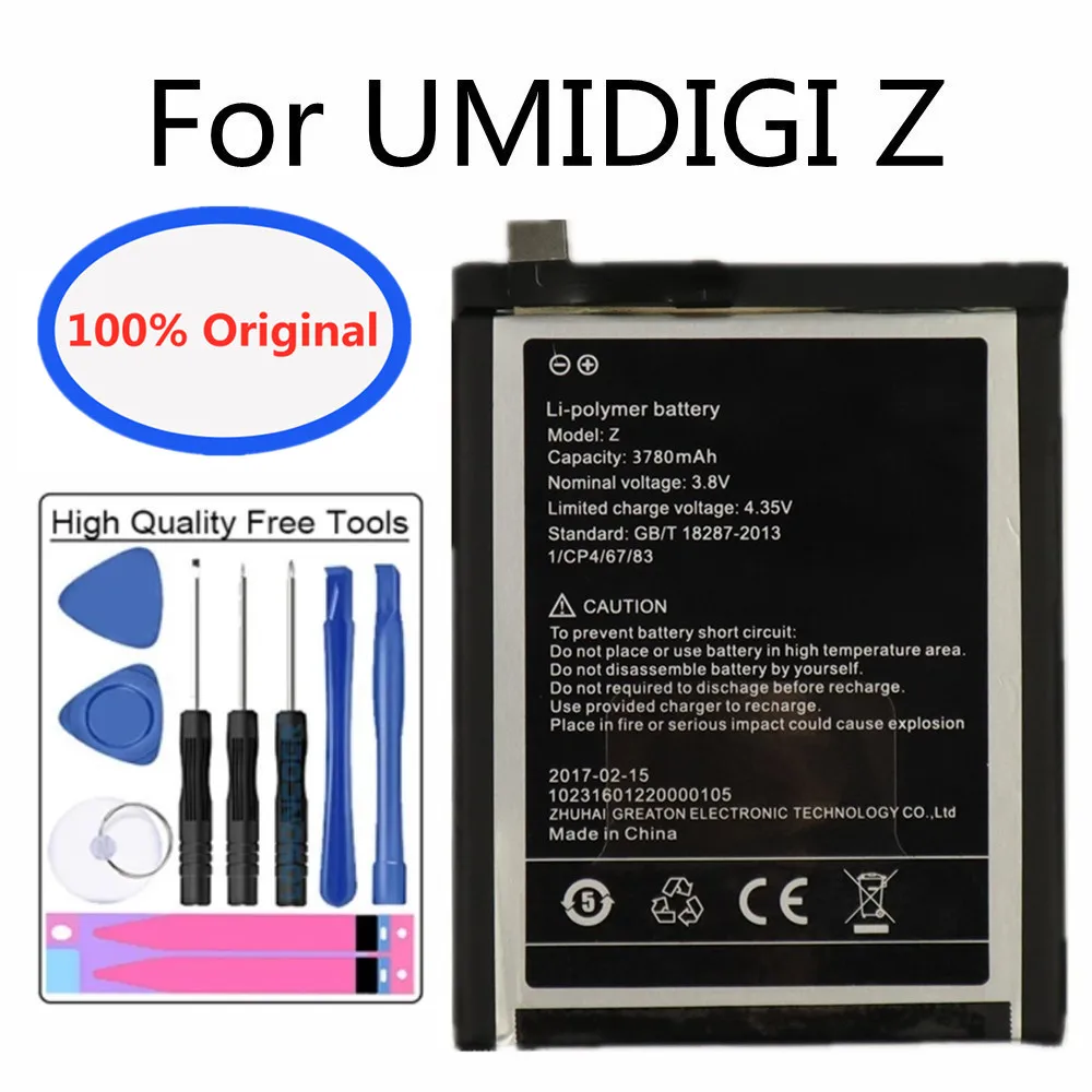 

New 100% Original High Quality UMI Replacement Battery For UMIDIGI Z Large Capacity 3780mAh Mobile Phone Bateria + Tools