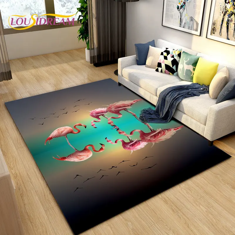 

3D Nordic Creative Flamingo Bird Area Rug,Carpet Rug for Living Room Bedroom Sofa,Kitchen Bathroom Doormat Non-slip Floor Mat
