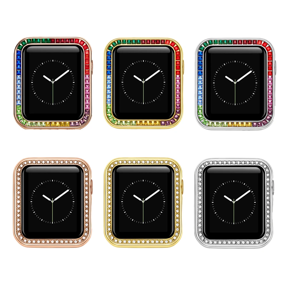 Diamond Case For Apple watch Case 41mm 45mm 44mm 40mm 42mm 38mm Bumper luxury Protector Cover For Apple Watch Serie 7 6 SE 5 4 3