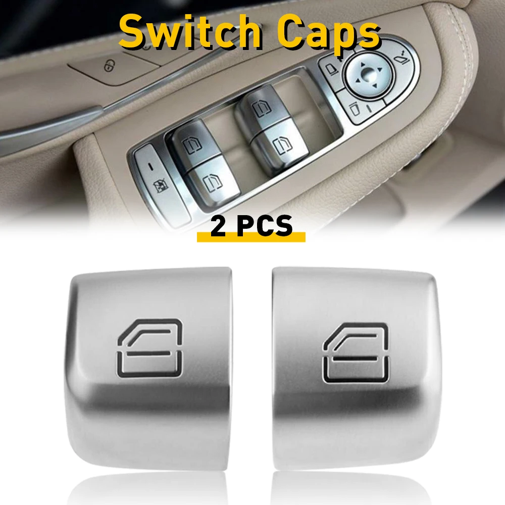 

2Pcs Car Window Switch Repair Button Cover For Mercedes Benz C Class W205 S W222 GLC X253 Auto Door Windows Control Switch Caps