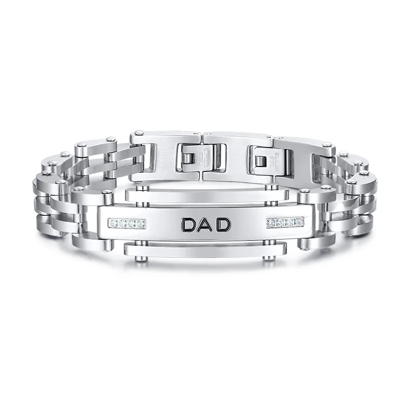 

Stainless Steel Bracelet Father's Day Gift Family CZ Stone Bracelets for Men