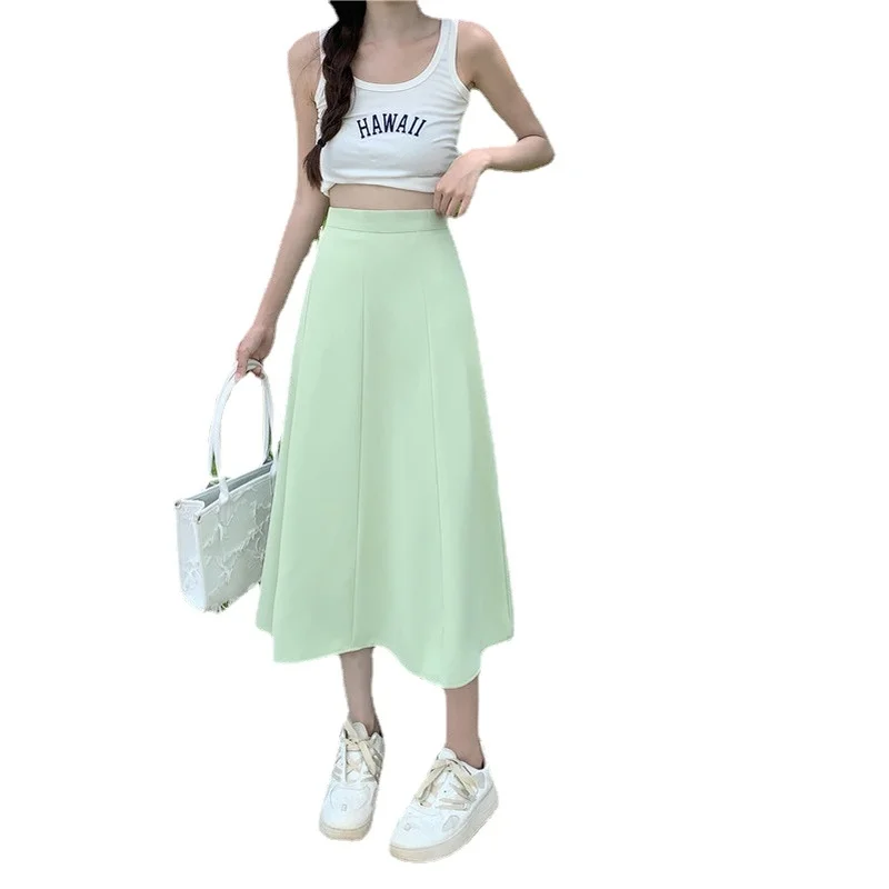 Юбка-макси с высокой талией трапециевидная средней длины |