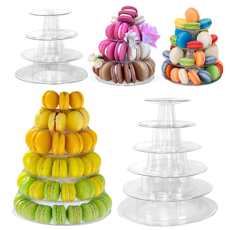 

4/6-Tiers Food Grade Plastic Macaron Display Stand Cupcake Fondant Cake Stands Tray For Wedding Birthday Cake Decorating Tool