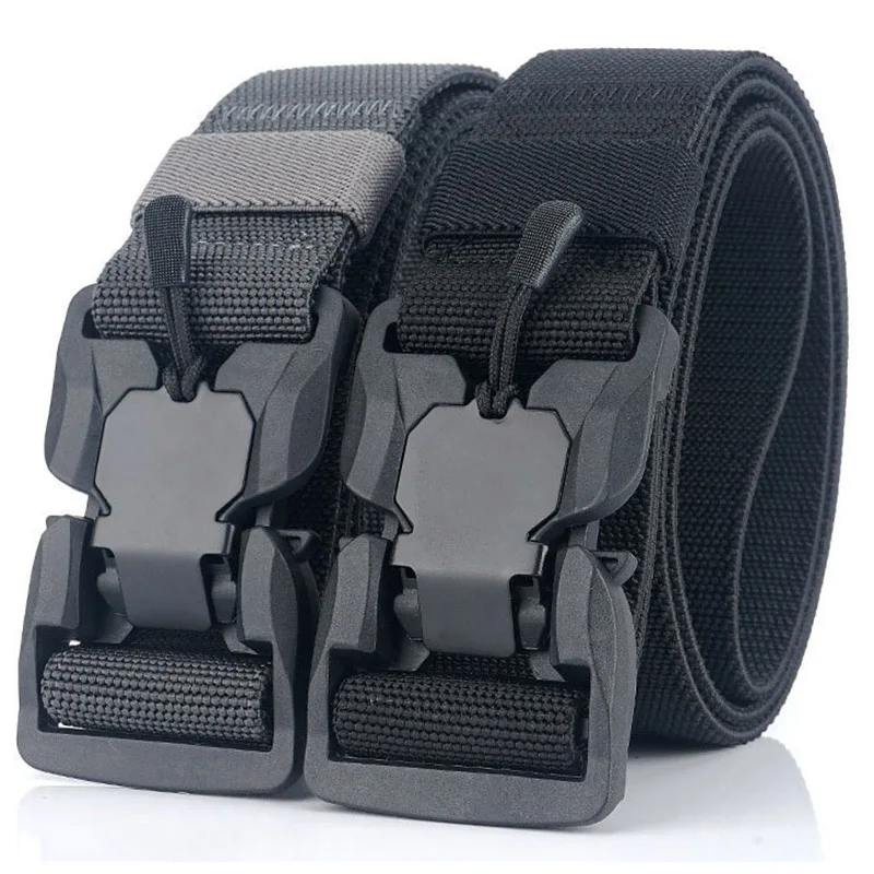 New Men Belt Outdoor Hunting Black Military Tactical Quick Release Magnetic Buckle Multi Function Canvas Nylon Waist Belts Strap