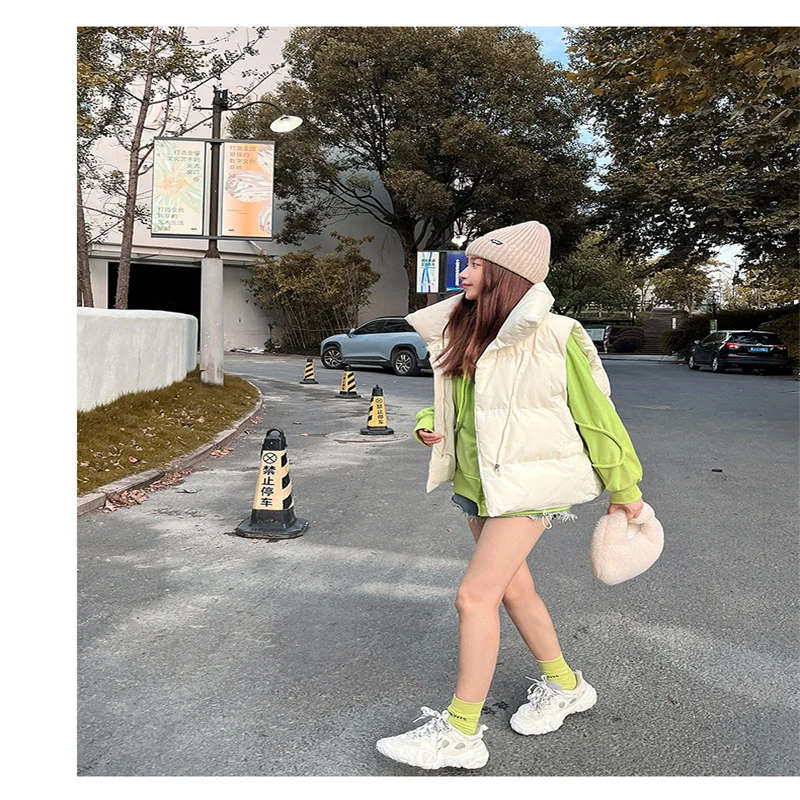 Down Jacket Women's Vest Winter Demi-season Parka New In Outerwear Spring Shirts and Blouses Sleeveless Zipper Casual Fashion