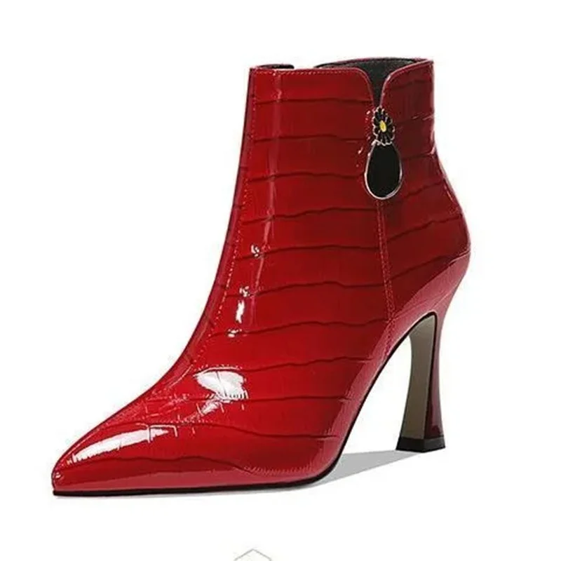 

Cresfimix/женские модные высококачественные красные кожаные ботинки на высоком каблуке; Сезон осень-зима; Женская элегантная обувь; Botas Femininas; A423