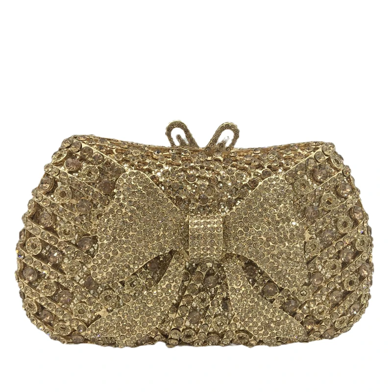 

Bolsos De Noche Sparkle Rhinestone Bow Tie Purse Fashion Diamond Clutch Bags Evening Crystal Clutch Handbag