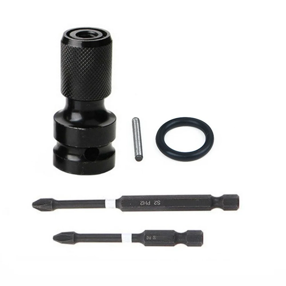 

4pcs 1/2 Square Drive 1/4 Hex Ratchet Socket Converter Adapter Impact Tool Kits For Electric Manual Screwdrivers Wrenches