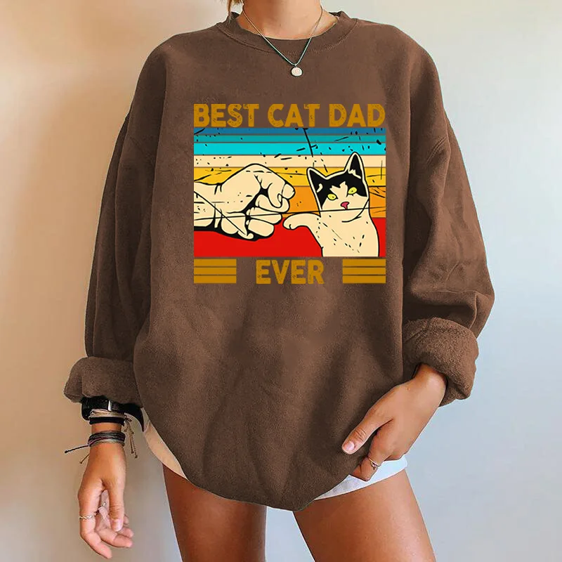 

Dropped Sleeves Fleece Crew Neck Oversized Printed Casual Sweatshirt