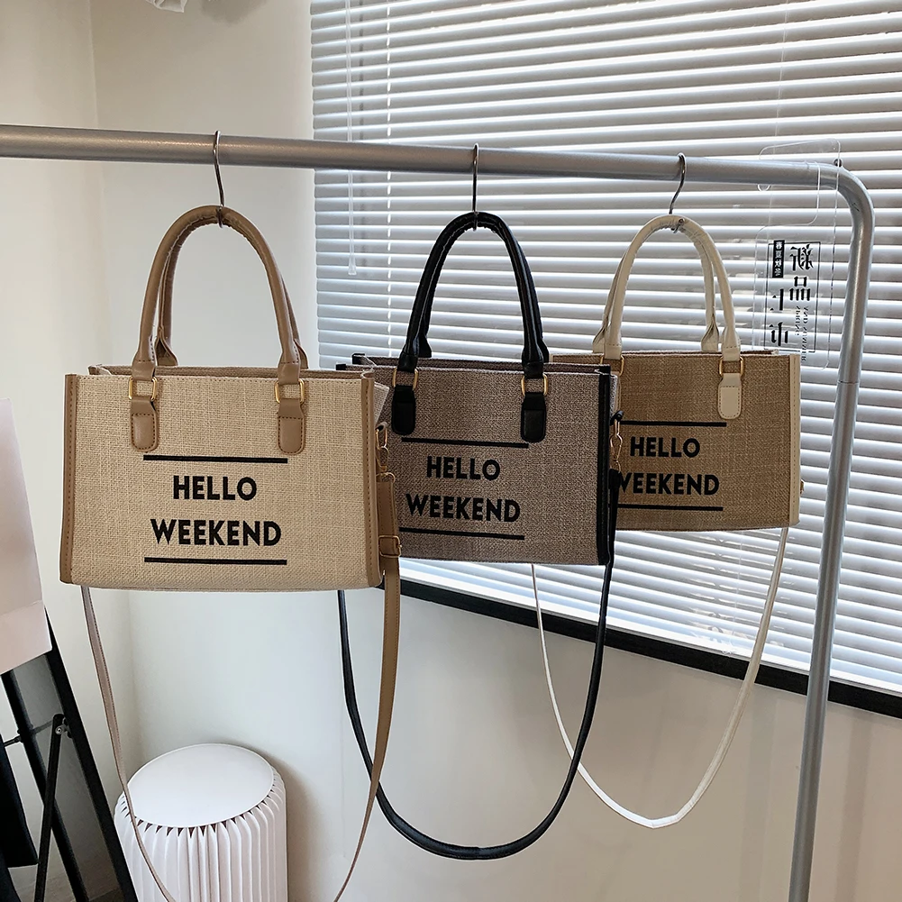 

Women Linen Tote Letter Print Large Shoulder Shopping Bag Shoulder Bags New Large Capacity Tote Bag Handbags