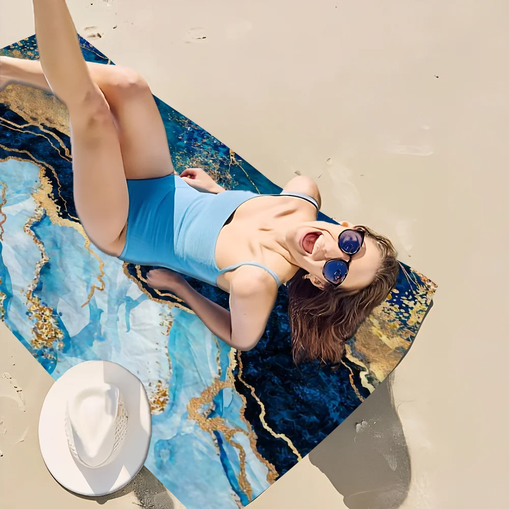 Мраморное цветное полотенце из микрофибры быстросохнущее