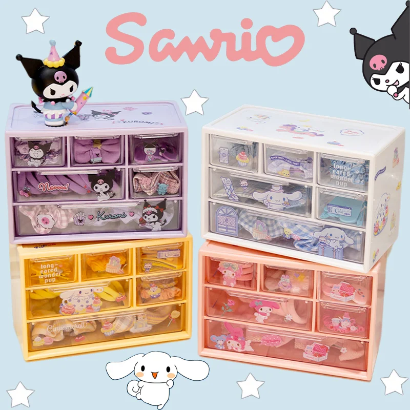 

Kawaii Sanrio Kuromi Storage Box Cartoon My Melody Cinnamoroll Desktop Drawer Type Stationery Storage Case Children's Gifts