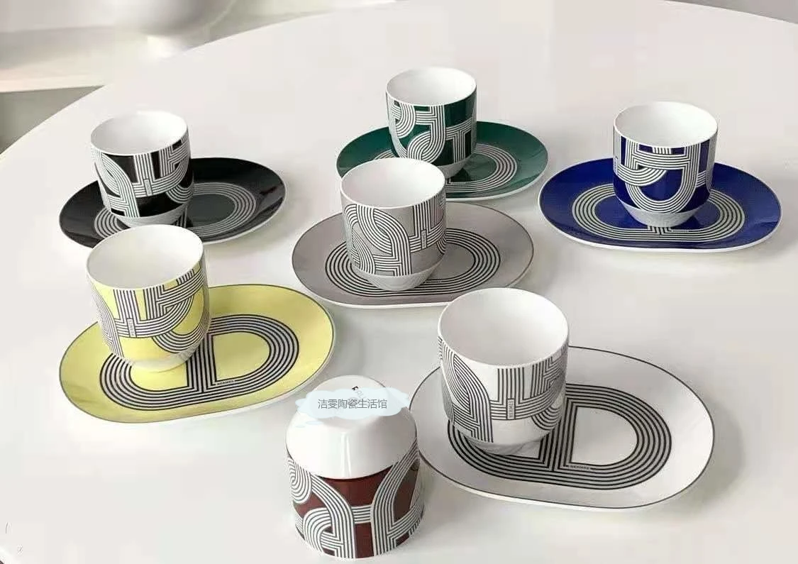 

European Runway Cup and Dish Set Single Cup Mini Cup Seven Color Cup Mouth Cup Snack Dish Seven Color Dish