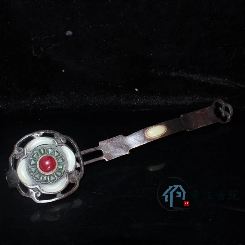

Antiques New Miscellaneous Ten Copper inlaid Multi -Treasure Copper Ruyi Decoration Old Object Swing Collection