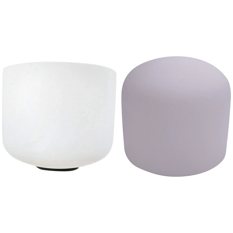 

2 Pcs 8 Inch 432Hz Singing Bowl Sound Note Frosted Quartz Crystal Meditation With Rubber Ring, E Solar Plexus & C Root