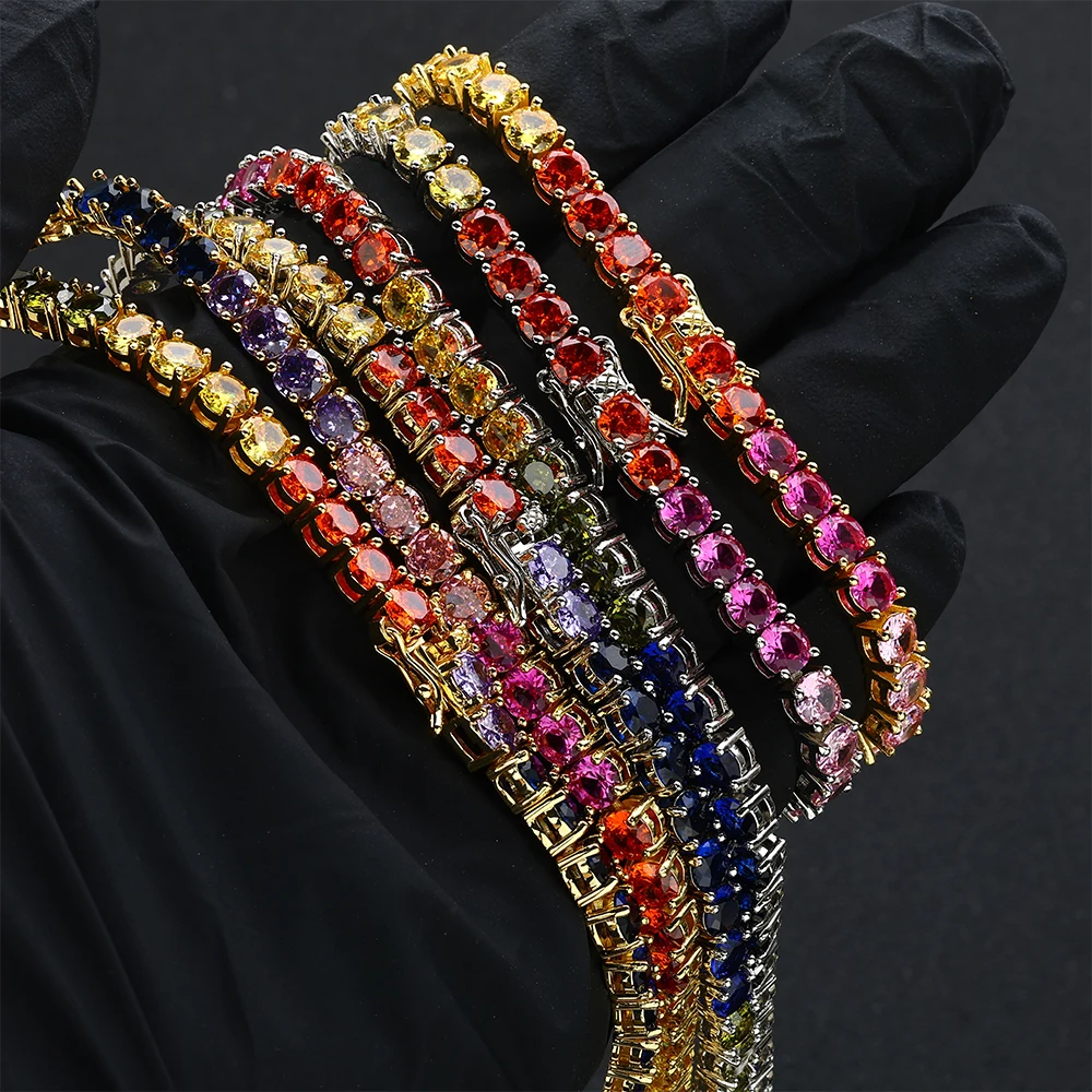 Новый 5 мм Iced Out Bling Радуга красочный кубический цирконий CZ теннисная цепочка для женщин и мужчин очаровательное колье-колье ювелирные изделия подарок (art.: 3920cd6382f04) - 3920cd6382f04