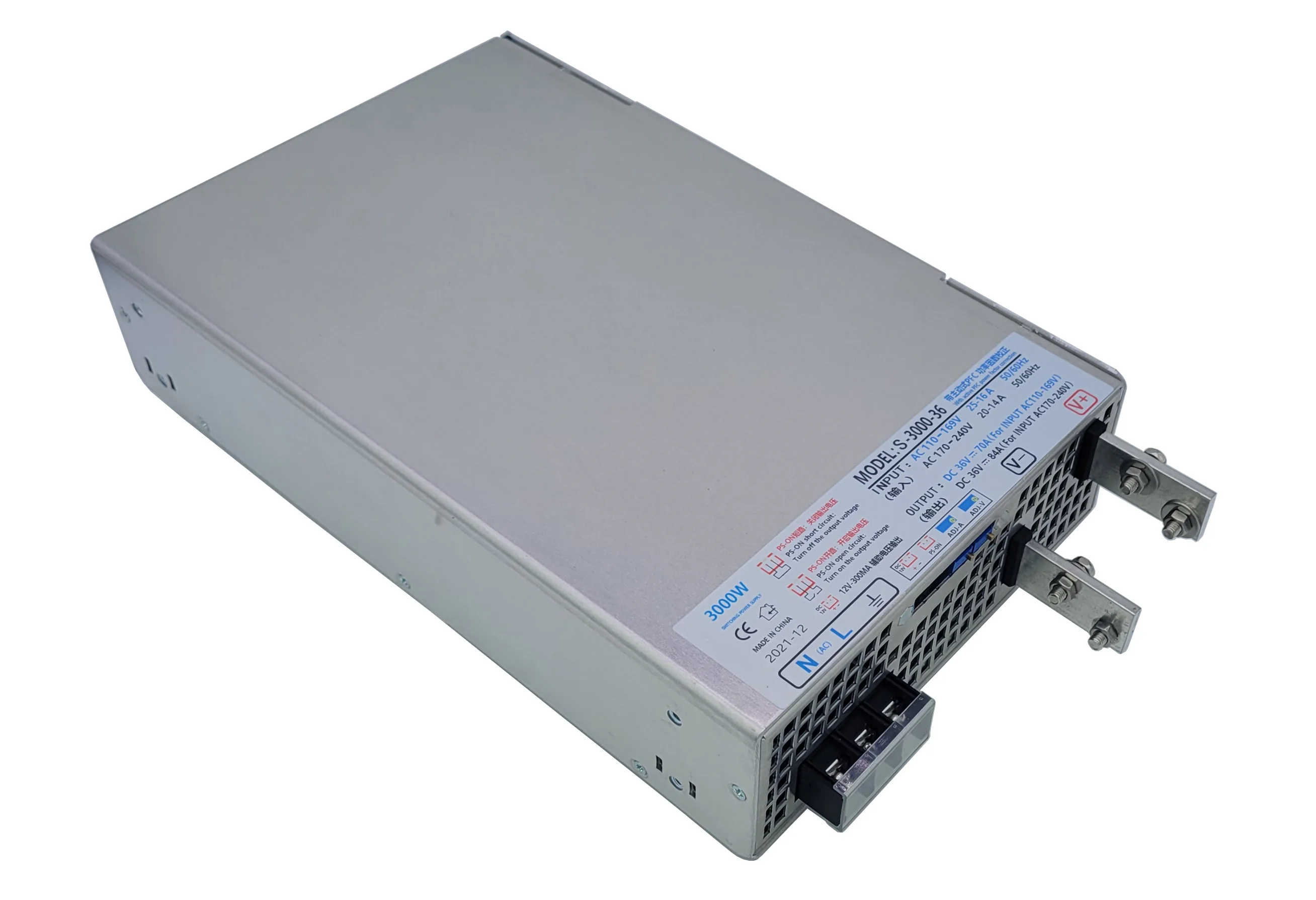 

SMPS AC 110v-240v to 0-48V 24V 36V 60V 72V 110V 150V 250V 300V DC 3000W Slim Type Switching Mode Power Supply with PFC