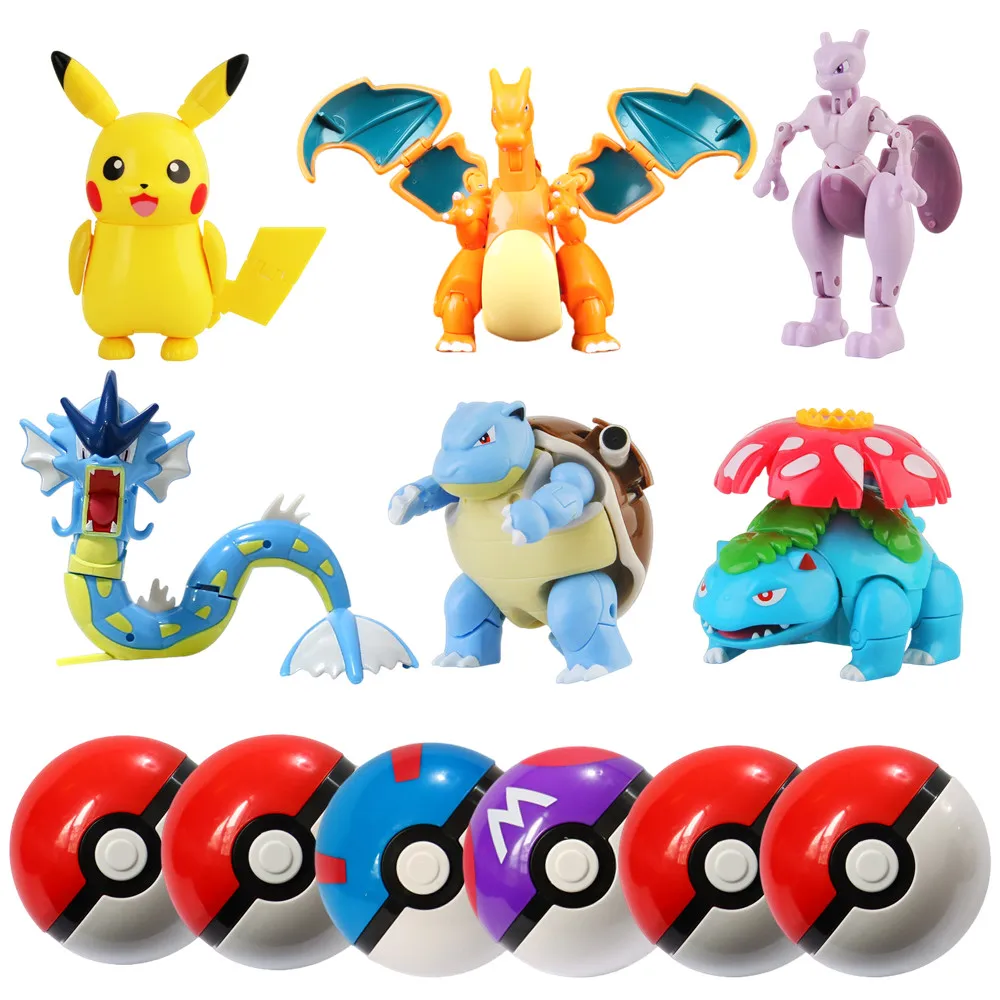 

Anime Pokemon Ball Pocket Monster Pikachu Action Figure Pokemon Game Poke Ball Charizard Model Toy For Children's Birthday Gifts