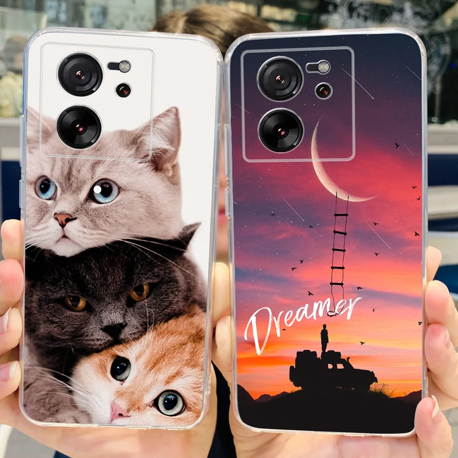 Чехол для Xiao mi 13T Pro задняя крышка с милым котом бабочкой и рисунком мягкий