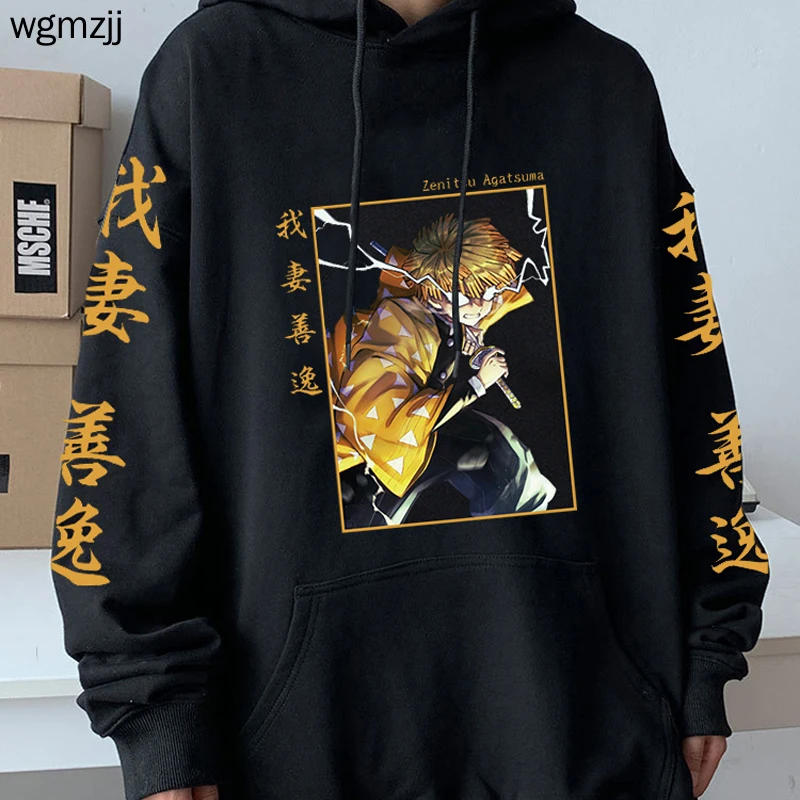 

Anime Demon Slayer Hoodie Agatsuma Zenitsu Printed Long Sleeve Oversized Hip Hop Sweatshirt Harajuku Casual Warm Spring Pullover