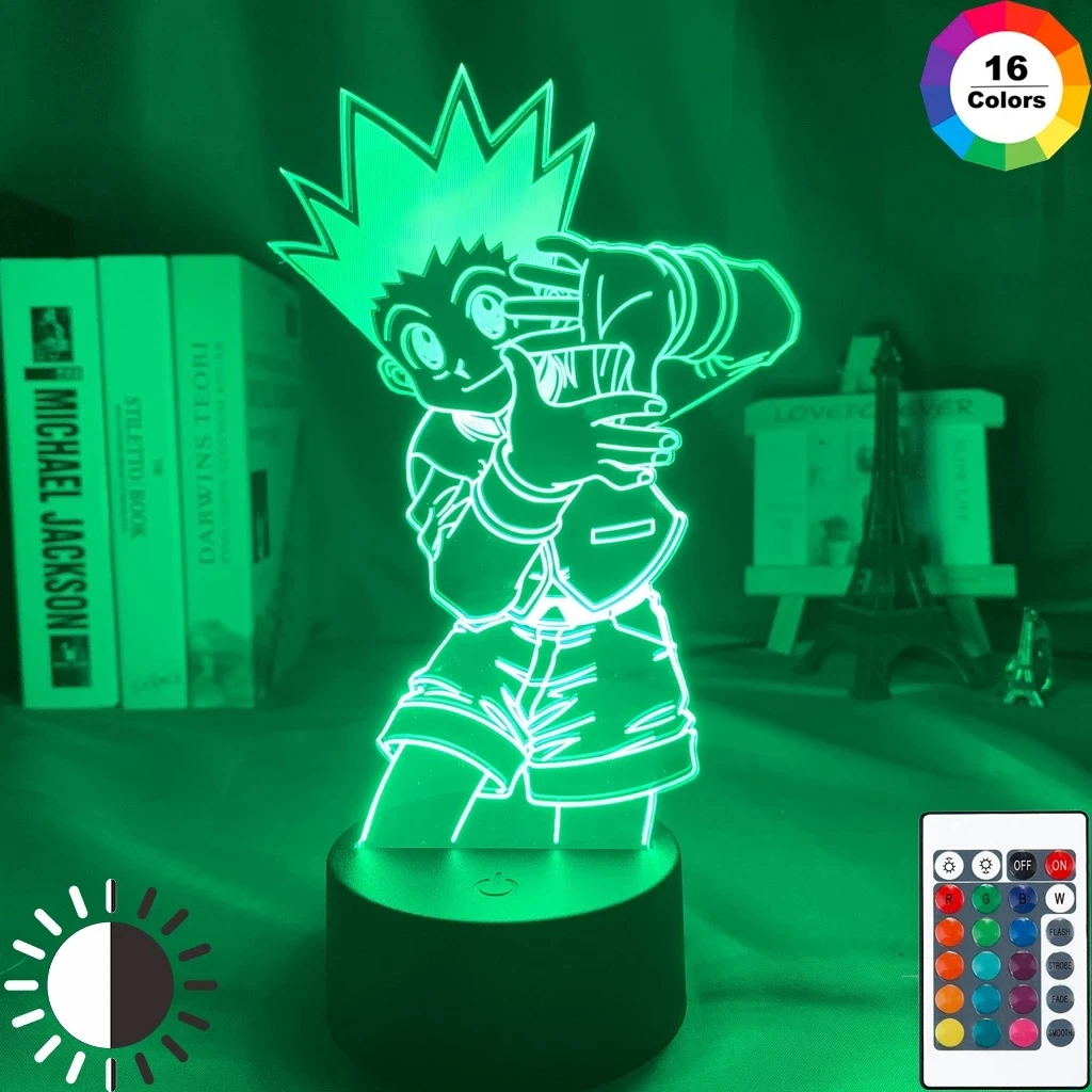 Nightlight para a Criança Decoração do Quarto Crianças Noite Figura Led Bateria Powered 3d Lâmpada Anime Hunter x Presente Luz Gon Css