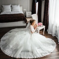 luxury wedding dress o neck lace up exquisite appliques buttons a line tulle princess mopping gown robe de mariee for bride