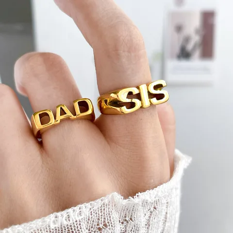 FAM DAD MOM SIS BRO Золотые кольца из нержавеющей стали с надписью для женщин 6778, хип-хоп, панк, повседневная одежда, многослойное ювелирное кольцо, подарок Famliy