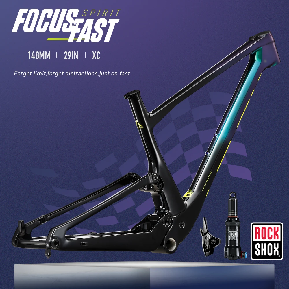 

2022 Lexon Spirit 29 полнокарбоновая подвеска XC Trail MTB рама Boost 148 мм Встроенная усеченная амортизационная рама для горного велосипеда
