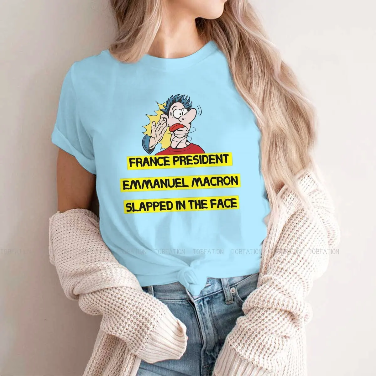 

Macron The Eighth President TShirt for Woman Girl Getting Slapped Macron IS Not My President Funny Soft Casual Sweatshirts