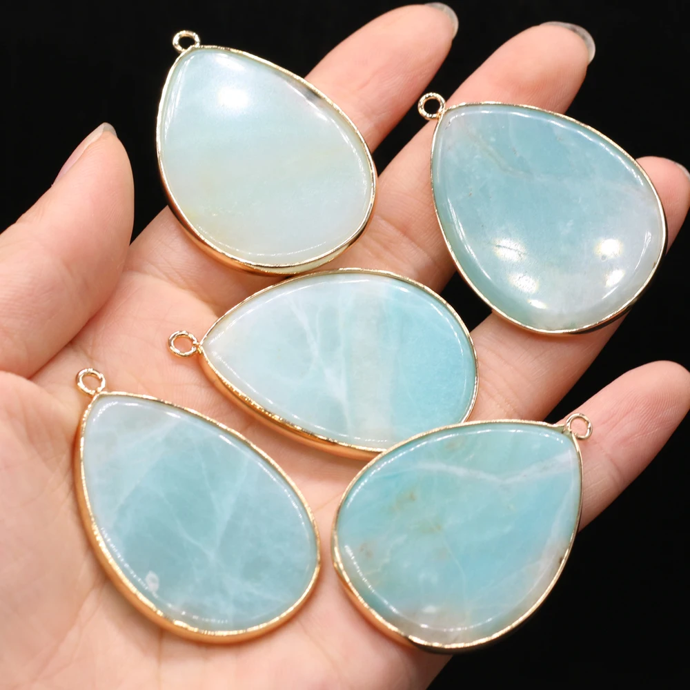 10PCS Wholesale New Natural Semi-precious Stone Amazonite Drop-shaped Pendant MakingDIY Necklace Bracelet Jewelry Accessory Gift