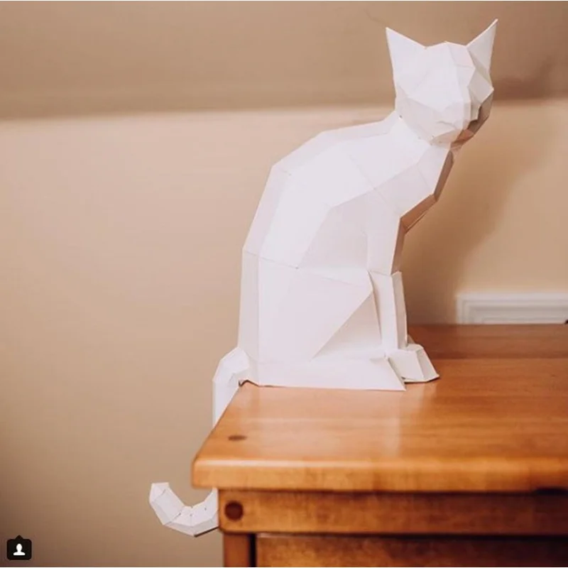 

Creative 3D Paper Art Sitting Cat Paper Sculpture Animal Model DIY Handmade Toys Room Ornaments Christmas Gifts Toys