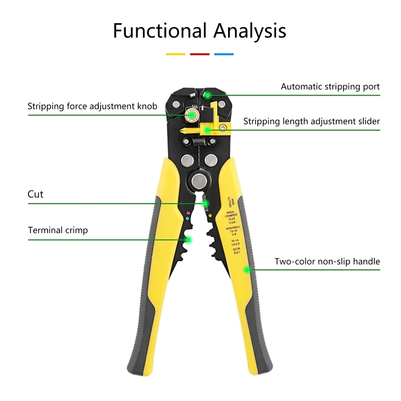 8inches Crimper Cable Cutter Automatic Wire Stripper Multifunctional Stripping Hand Tools Crimping Pliers Terminal Hand Tools