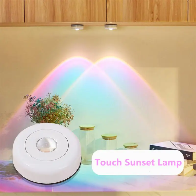 

Touch Lamp Bedroom Decor Lights Wireless Sunset Lamp Night Light Wall Led Lamp For Room Kitchen Display Cabinet Cupboard Bedroom